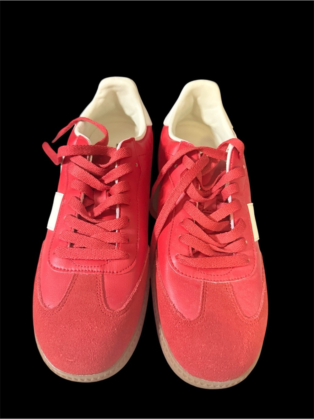Red Women's Sneakers - Bright Red Lace-Up Pair Size 8.5